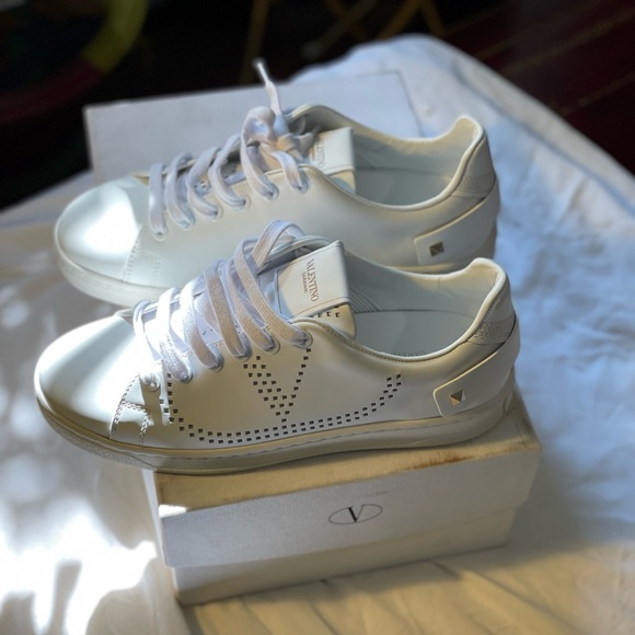 Valentino Sneakers White Sneakers With V Logo V Logo Perforated